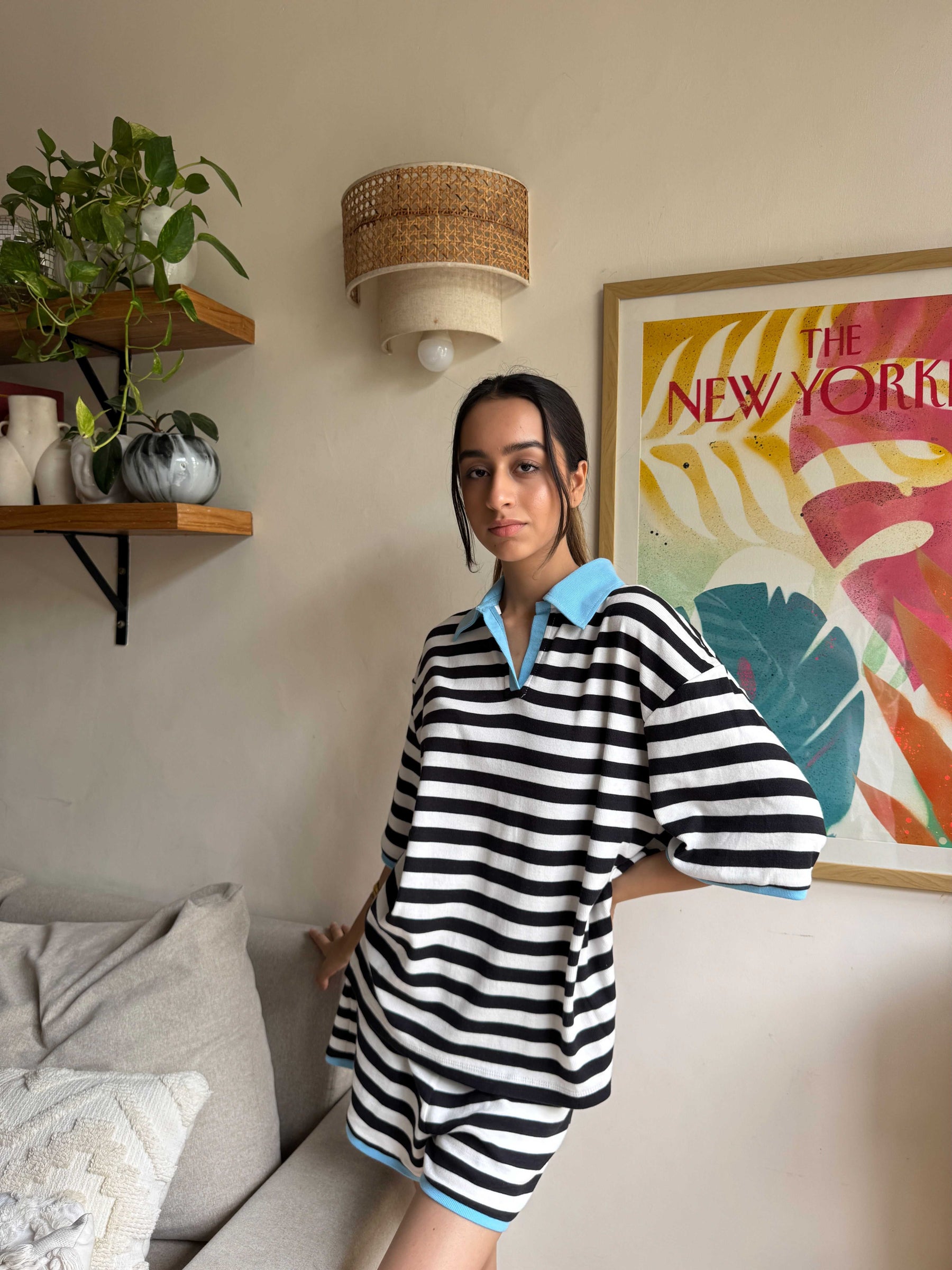 Black and White Striped Lounge Co-ord Set