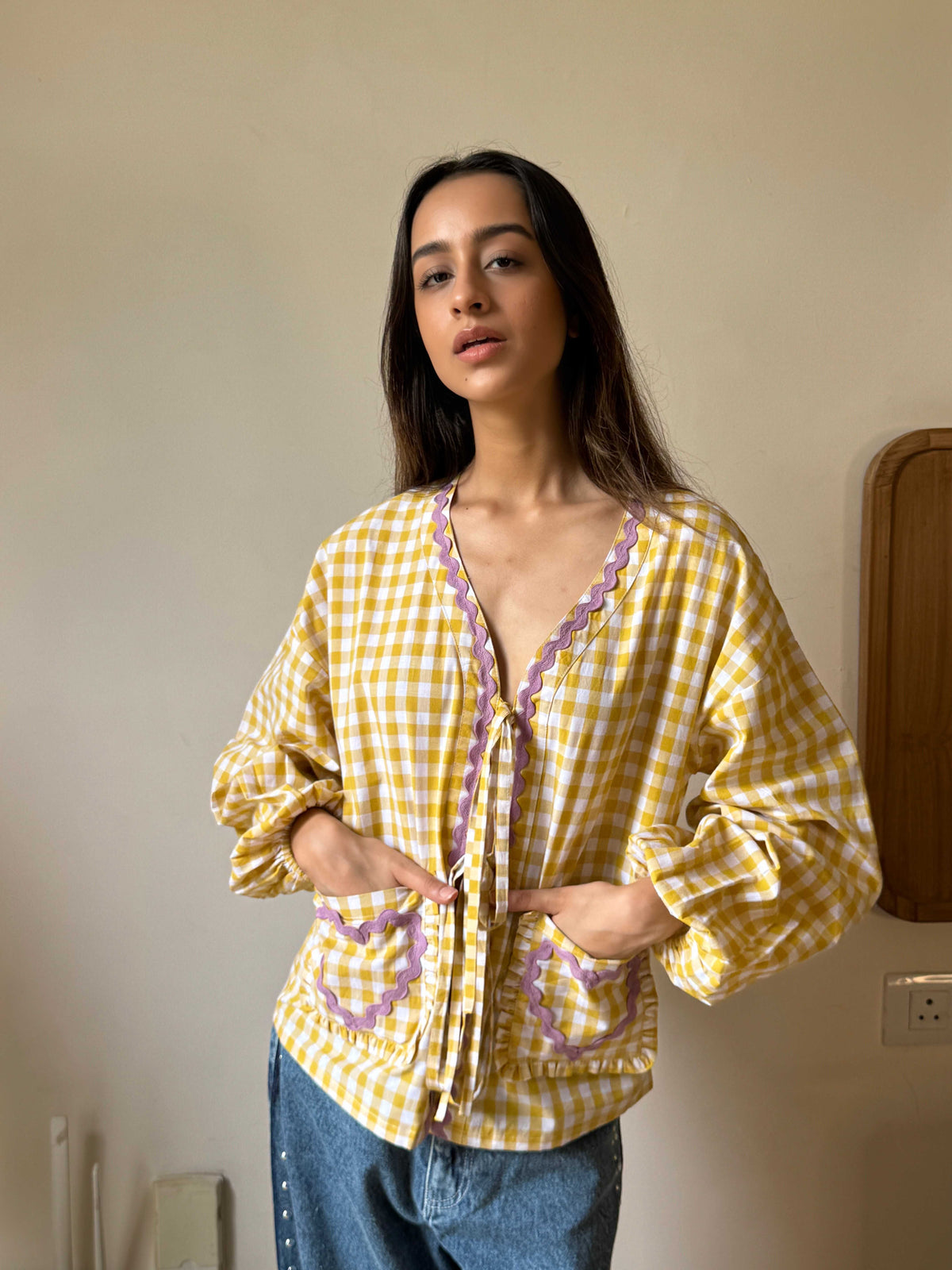 Heart Applique Shirt Top Yellow