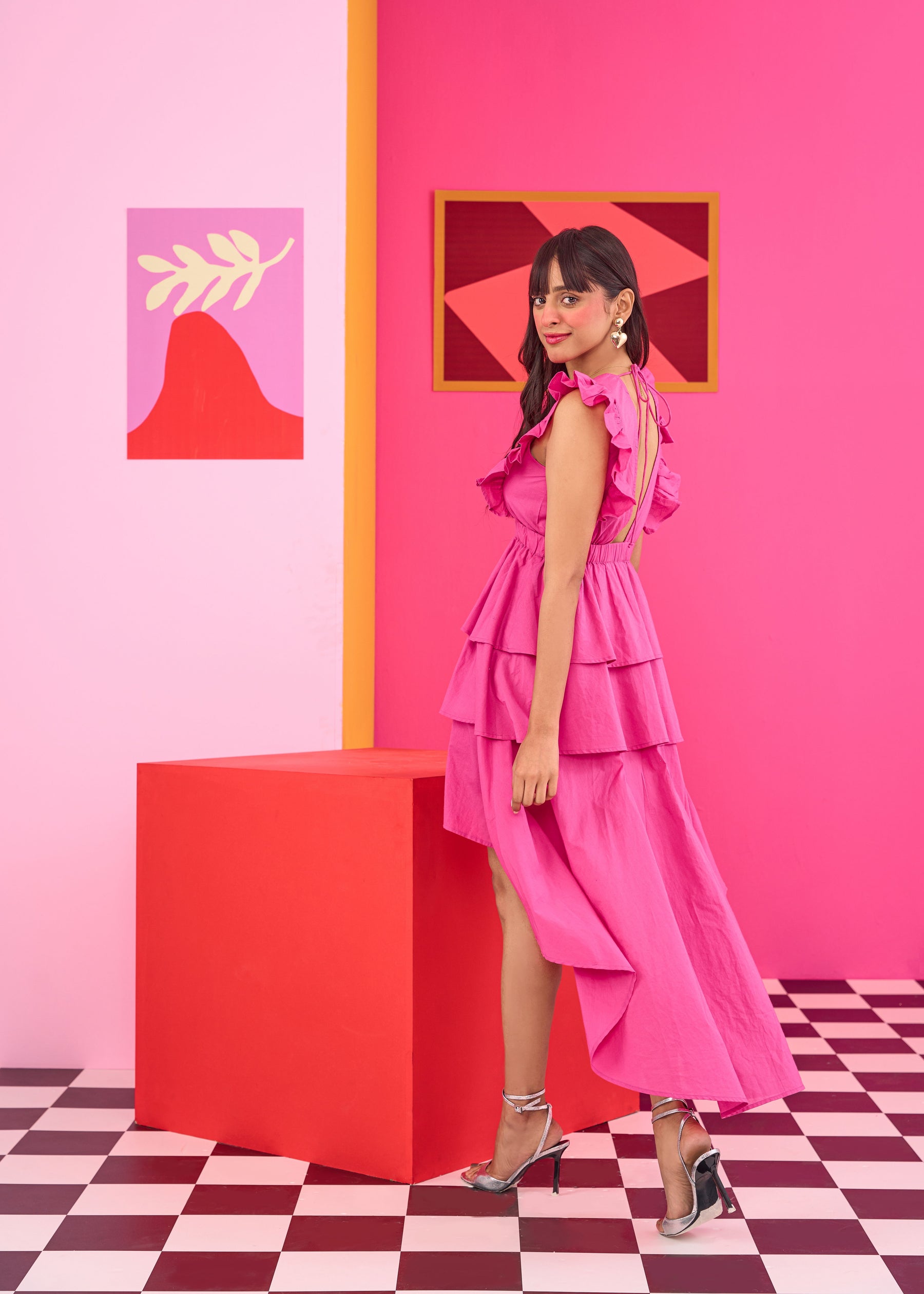 Emily in Paris: Pink Tiered Summer Dress