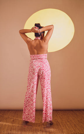Pink Abstract Print Top and Trouser Set