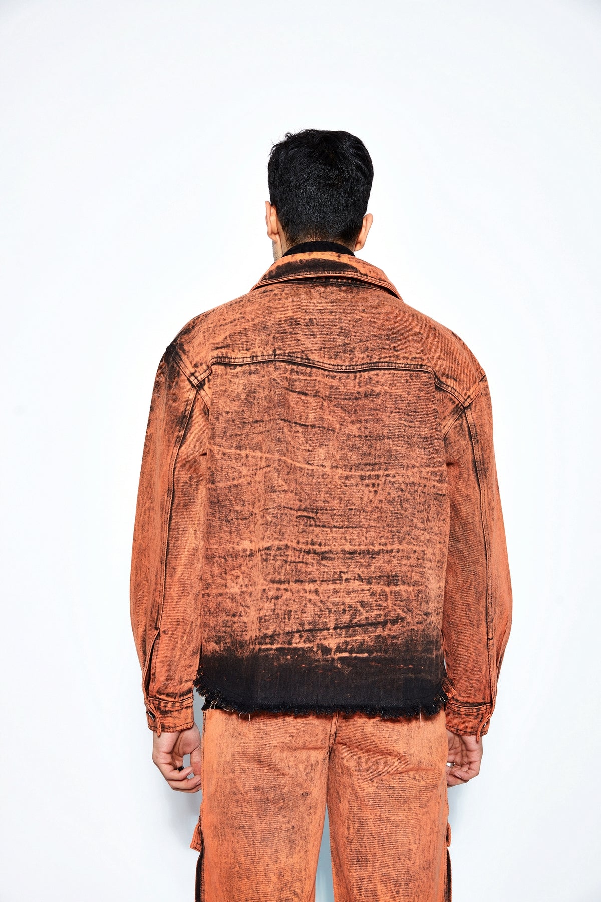 Overdyed Acid Wash Denim Jacket- Orange