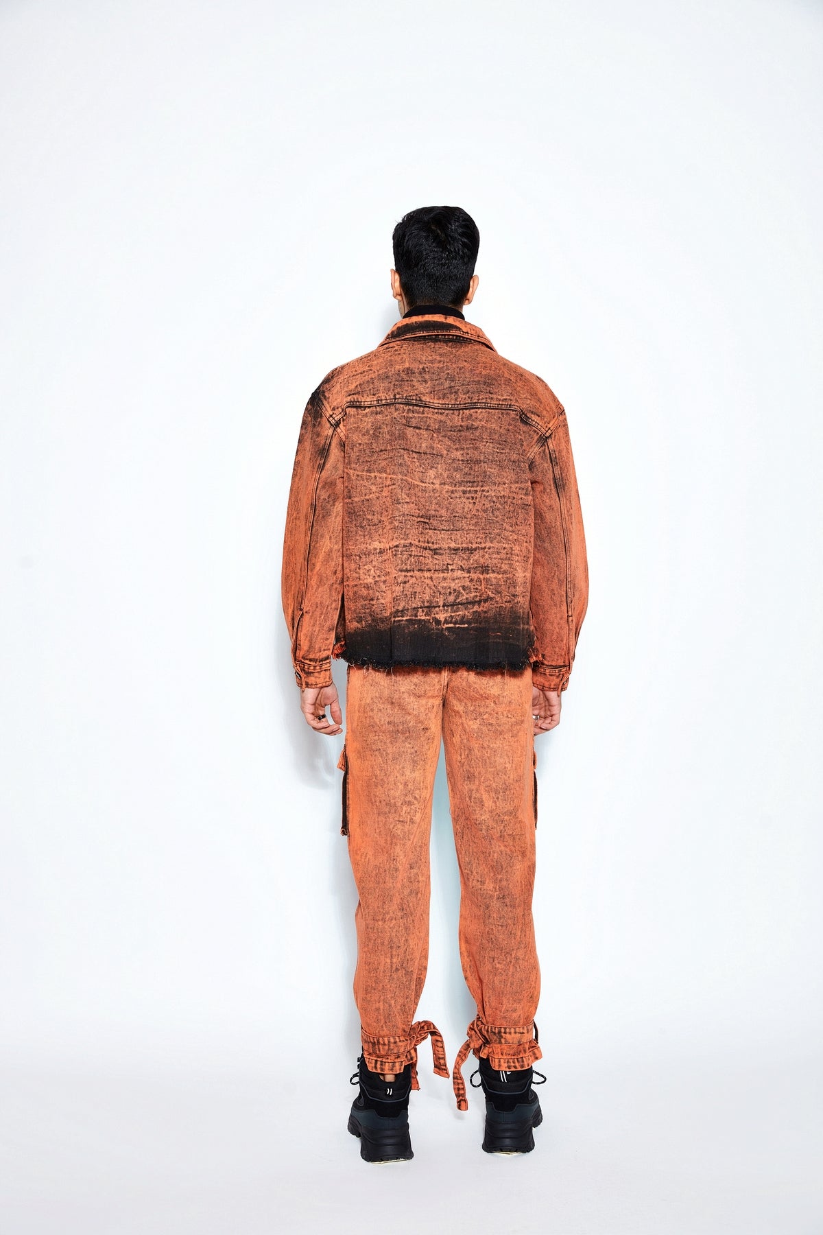 90s Baggy Denim Cargo Jeans- Orange