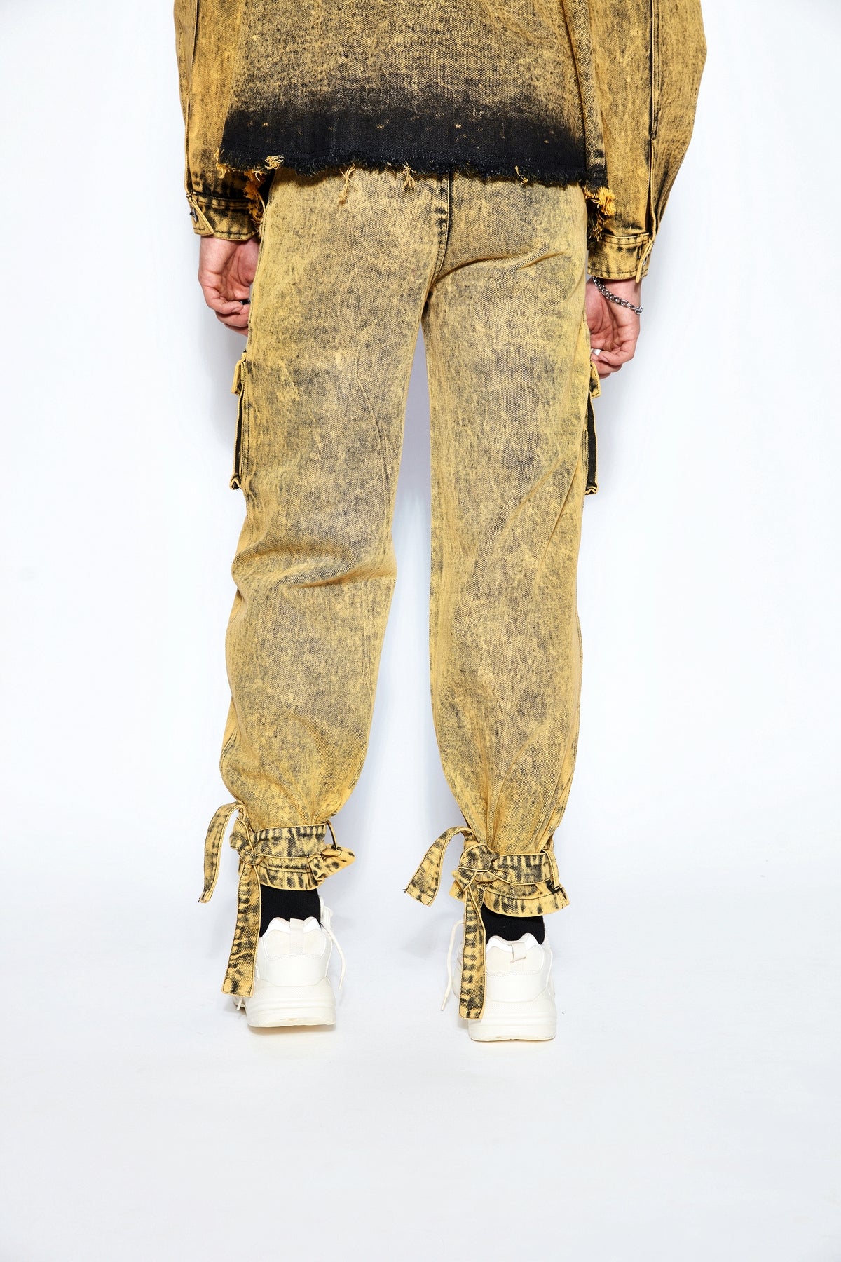 90s Baggy Denim Cargo Jeans- Yellow