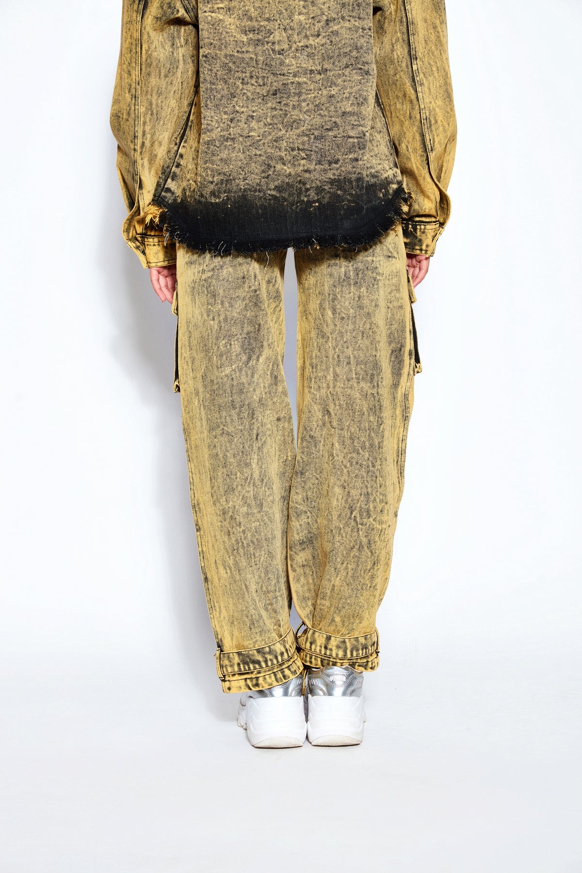90s Baggy Denim Cargo Jeans- Yellow