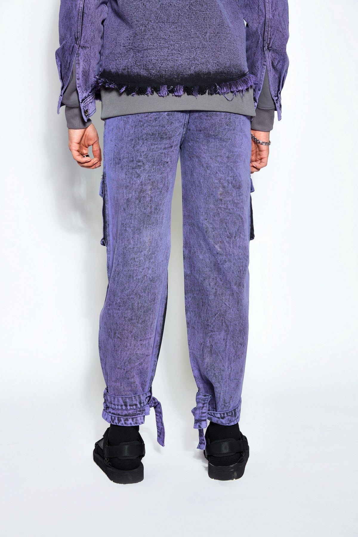 90s Baggy Denim Cargo Jeans- Purple