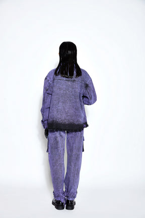 Purple Overdyed Denim Jacket and Jeans Set