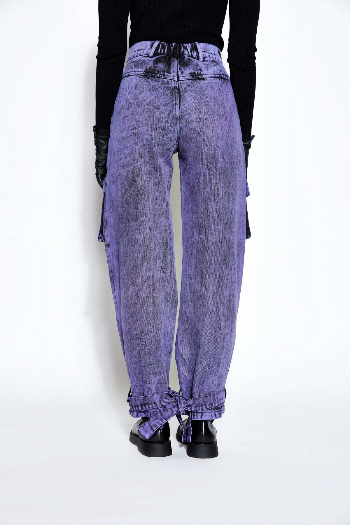 90s Baggy Denim Cargo Jeans- Purple