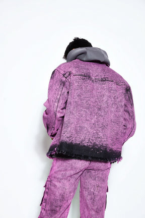 Overdyed Acid Wash Denim Jacket- Pink