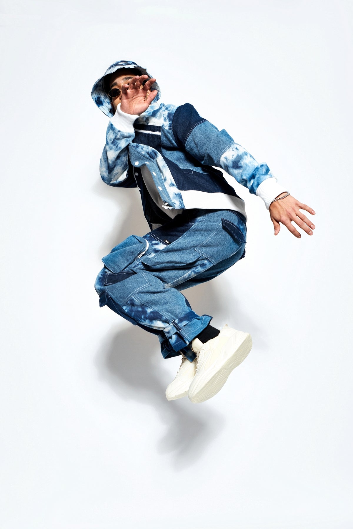 Patchwork Denim Cargo Pants
