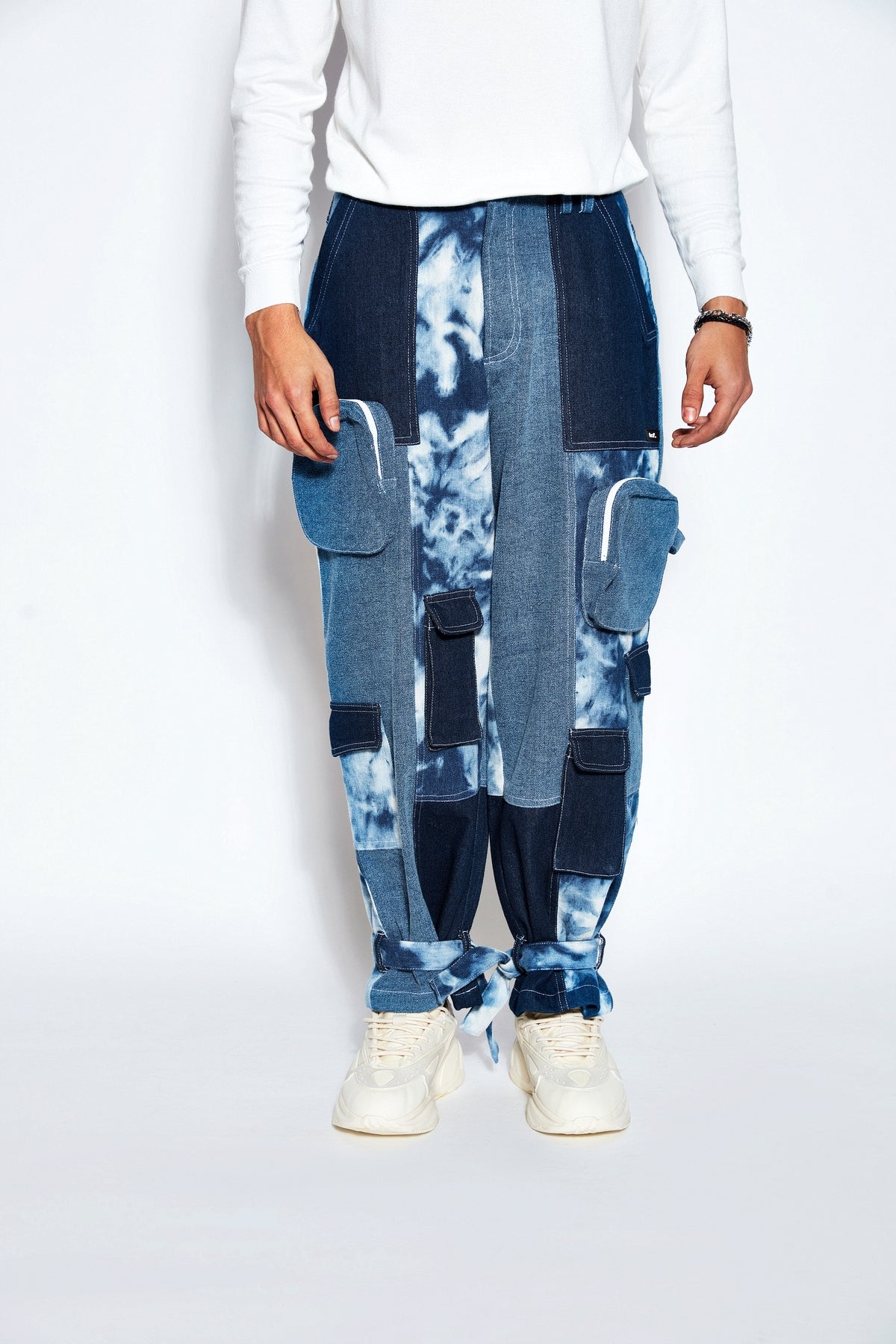 Patchwork Denim Bomber Jacket and Jeans Set