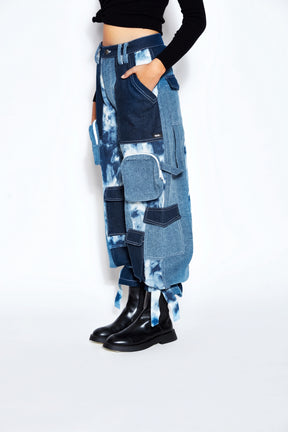 Patchwork Denim Bomber Jacket and Pant Set