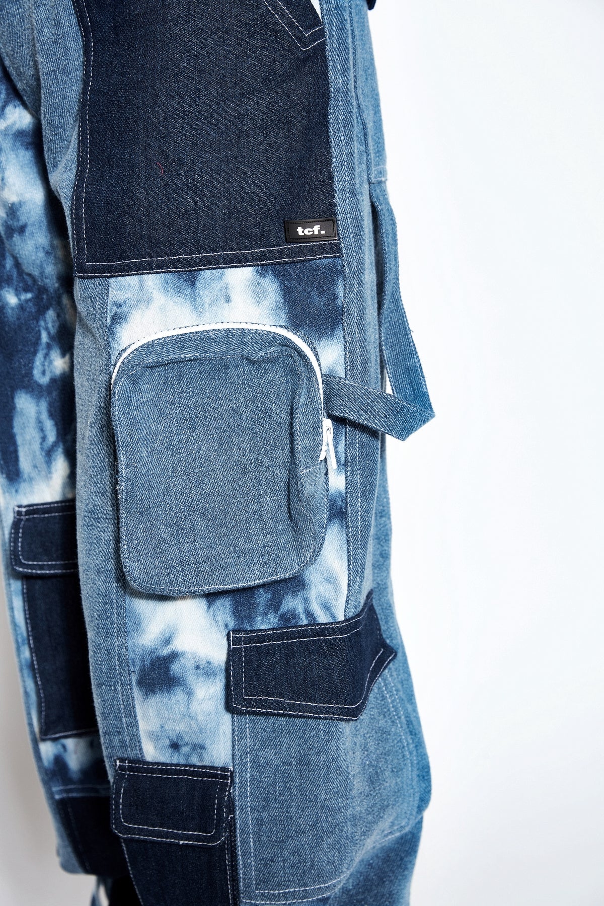 Patchwork Denim Cargo Pants