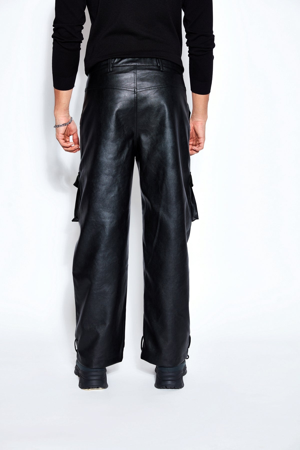 Faux Leather Cargo Pants