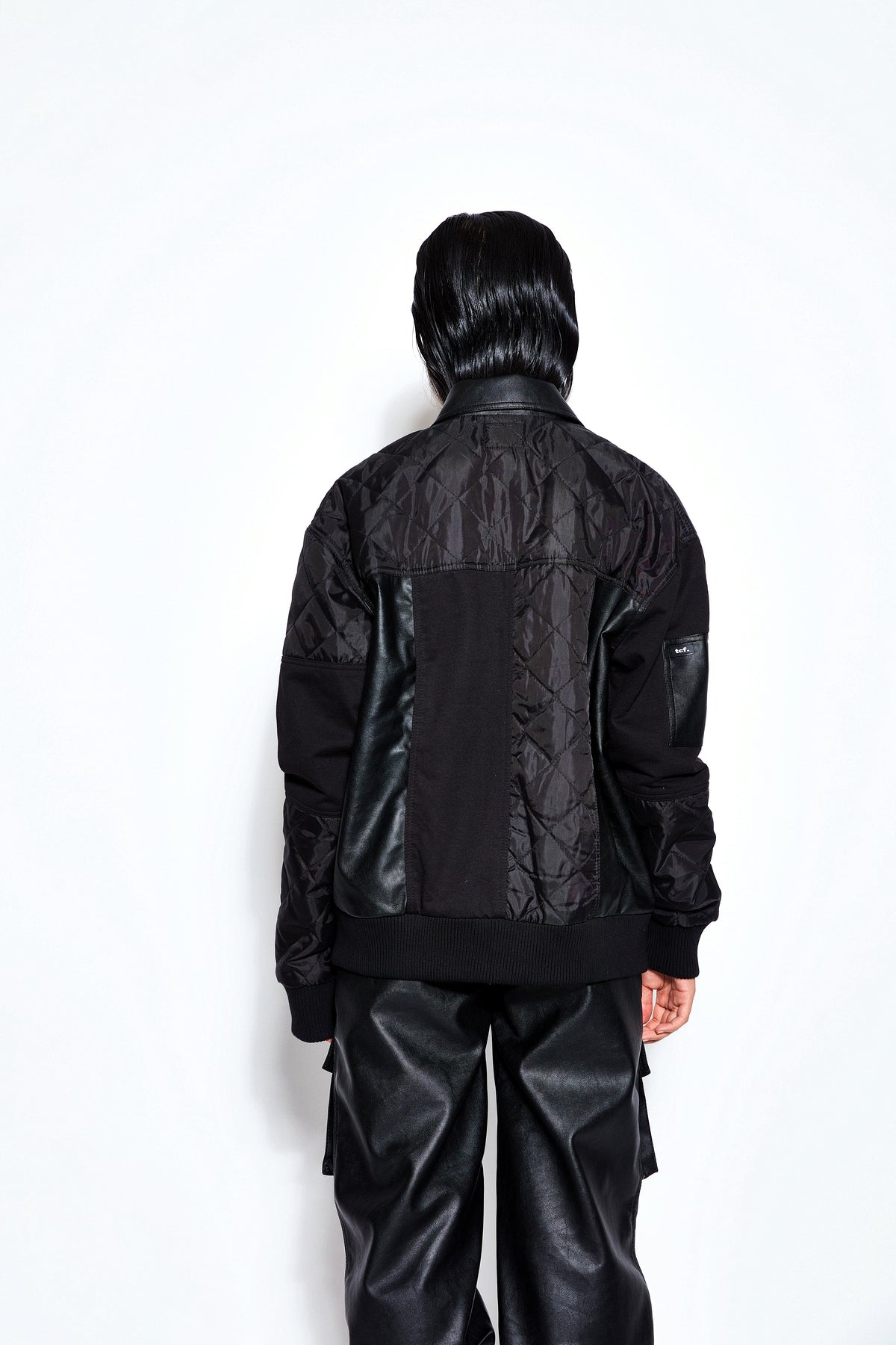 Patchwork Leather Bomber Jacket