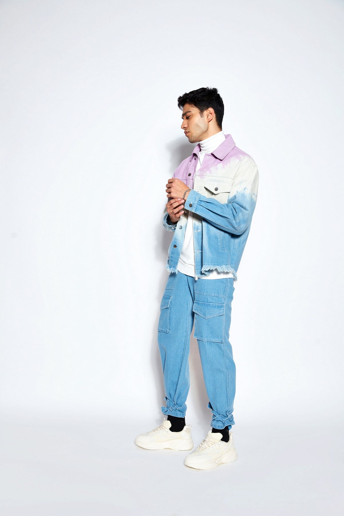 90s Baggy Denim Cargo Jeans- Blue