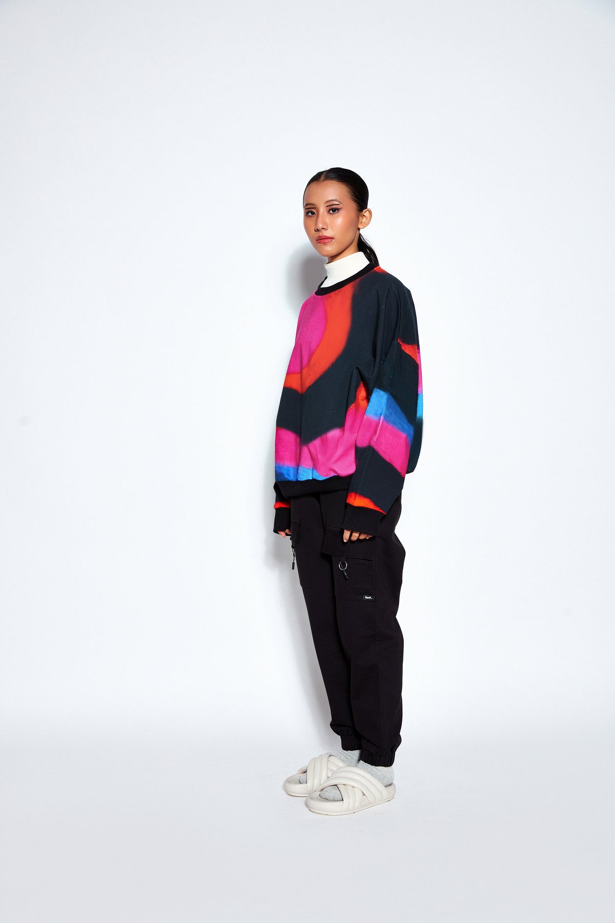 Multicolor Digital Ombre Oversized Sweatshirt (Fleece Inside)