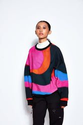 Multicolor Digital Ombre Oversized Sweatshirt (Fleece Inside)