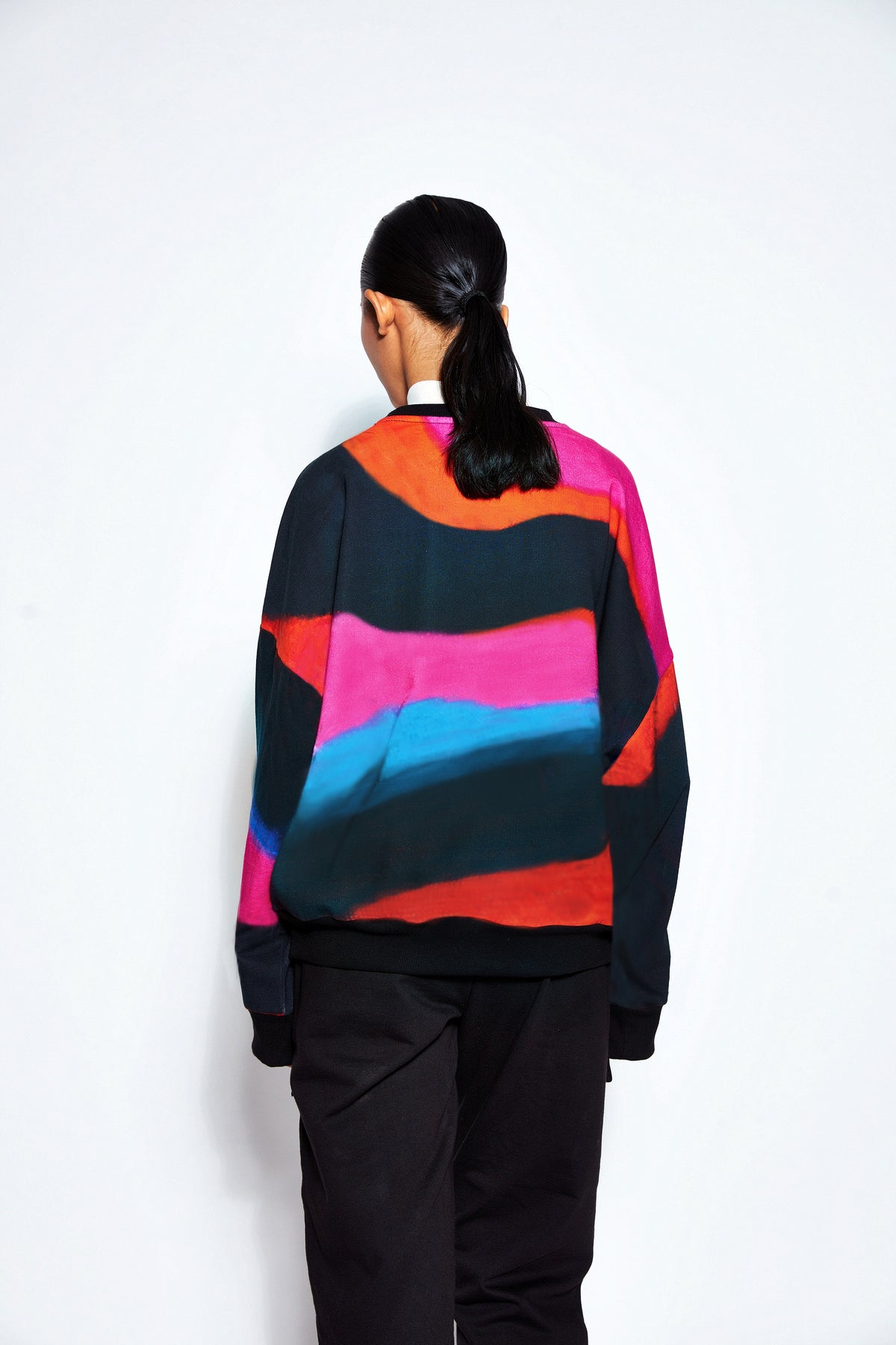 Multicolor Digital Ombre Oversized Sweatshirt (Fleece Inside)