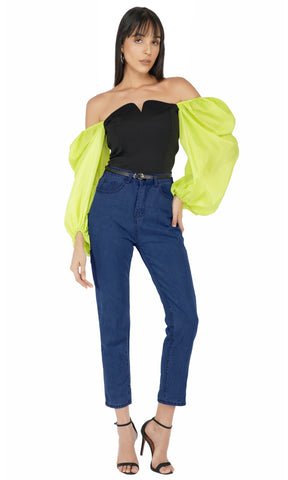 Balloon Sleeves Corset Top-  Lvender