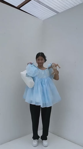 Puff-Sleeve Short Dress