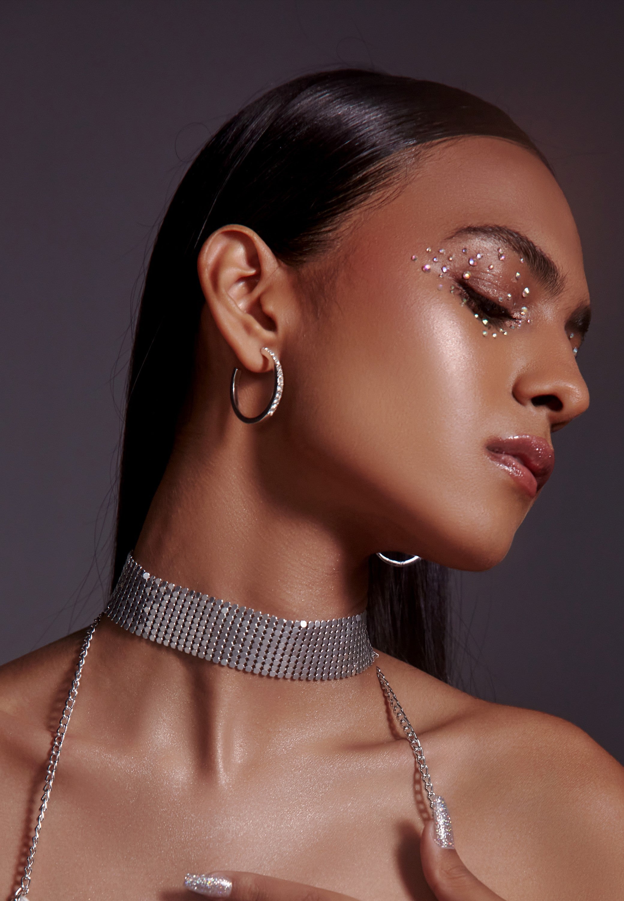 Statement Choker Necklace- Silver