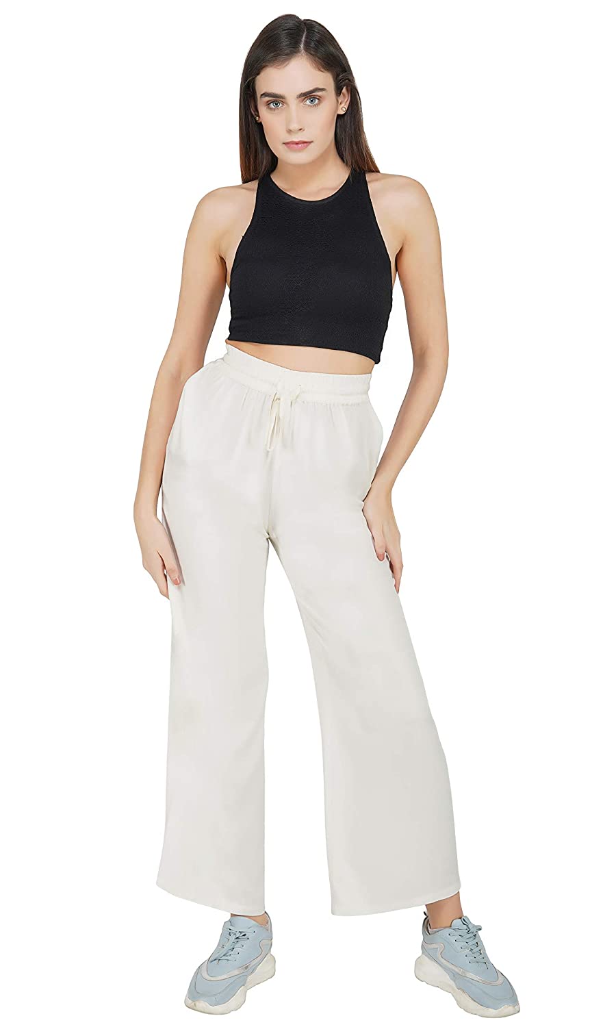 Buy High Star Women Cream Coloured Pure Cotton High Rise Trouser - Trousers  for Women 20549716 | Myntra