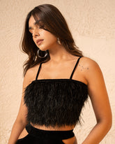 Black Ostrich Feather Top