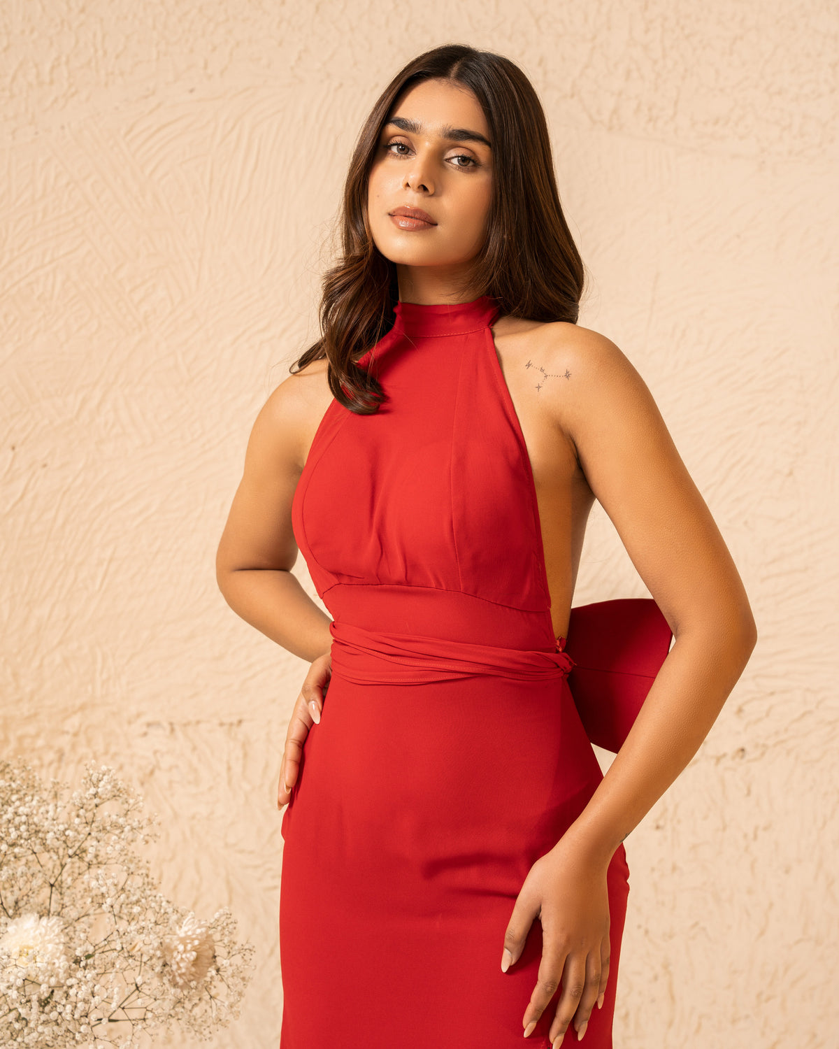 Statement Red Dress With Detachable Bow