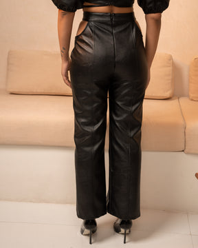 Black Leather Cutout Pants