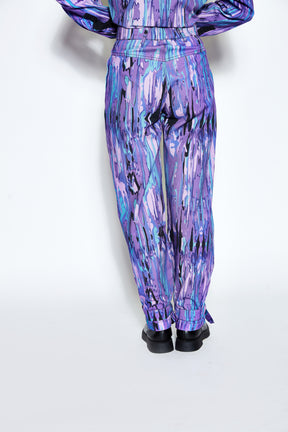 Abstract Print Unisex Twill Pants- Purple