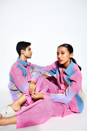 Color-Blocked Unisex Corduroy Overshirt