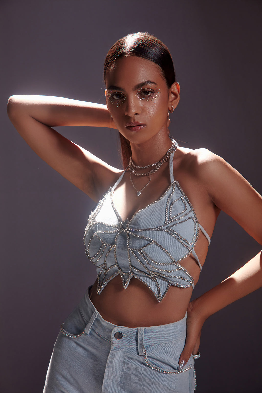 ○様　DIANTE Rhinestone halter neck tops ○様 DIANTE Rhinestone halter neck tops Rhinestone Halter Neck Top