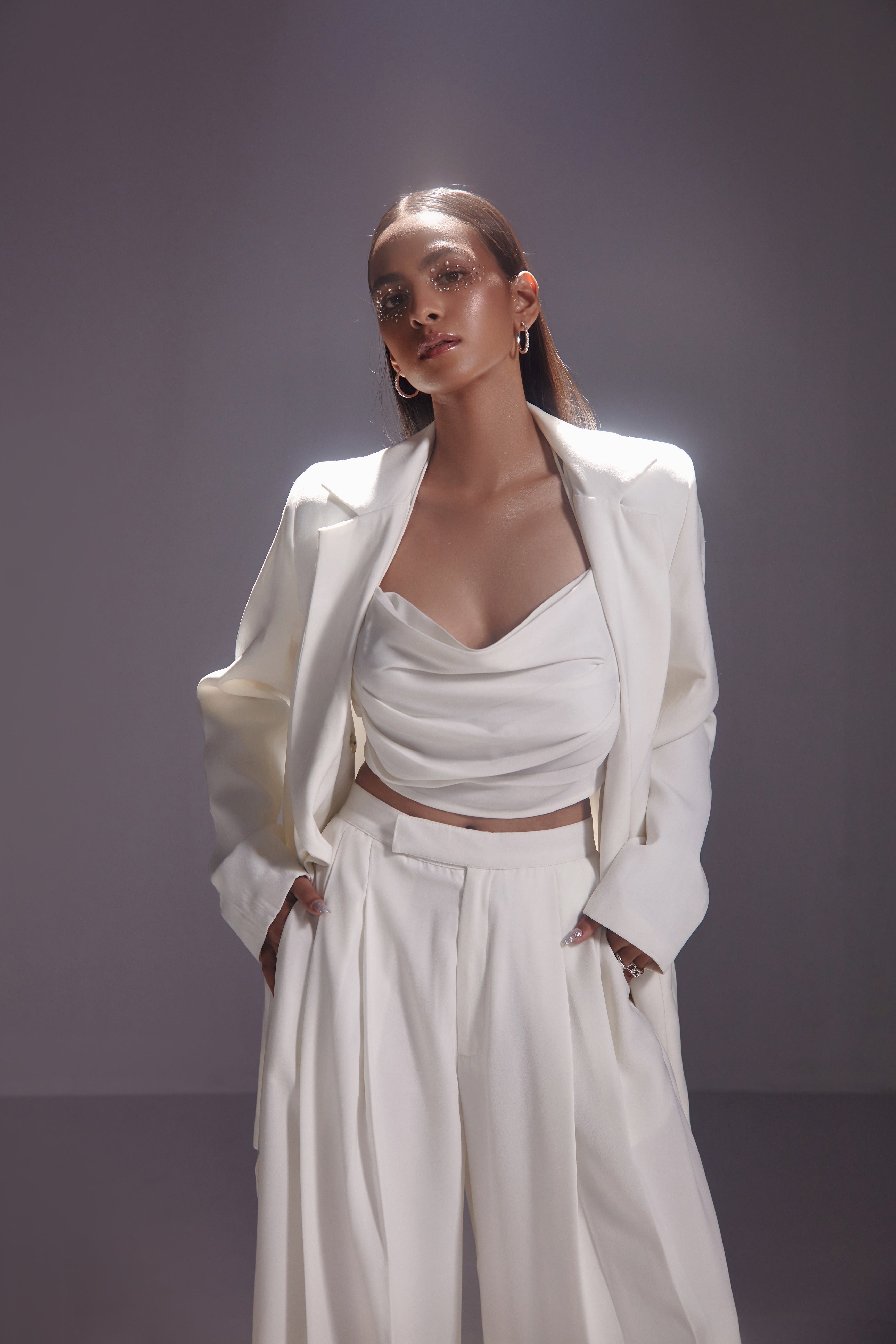 Cowl Neck Top With Drawstring Detail