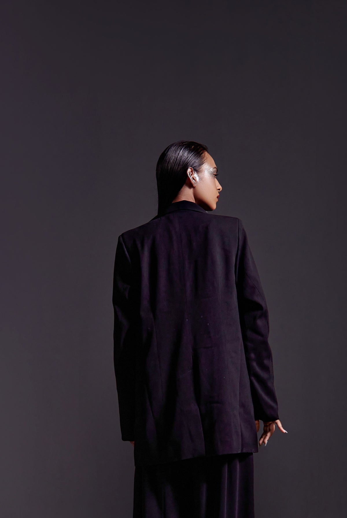 Oversized Double Breasted Blazer-Black