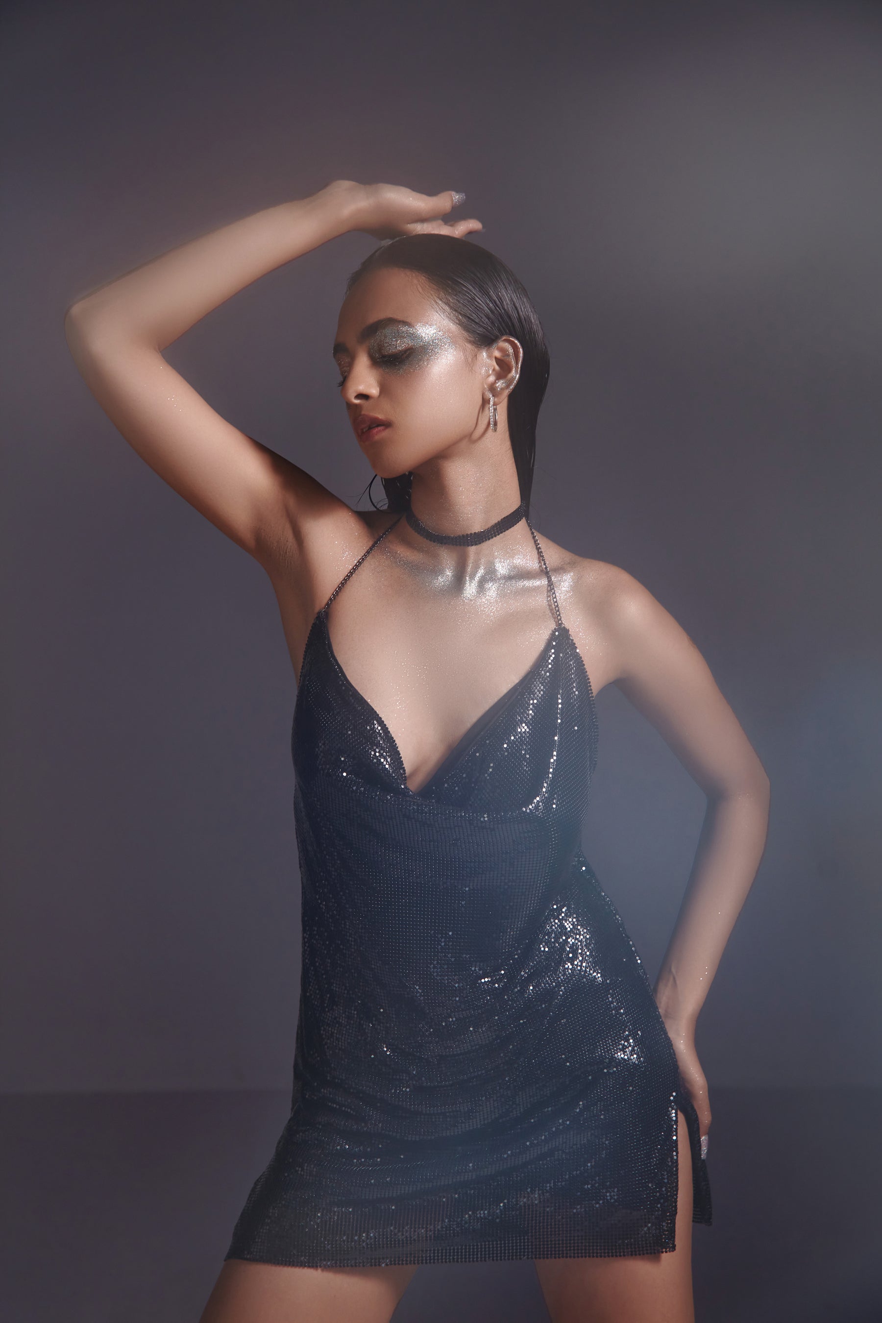 Slim Choker Necklace-Black - Main Image