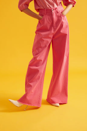 High Rise Flared Twill Pants for Women