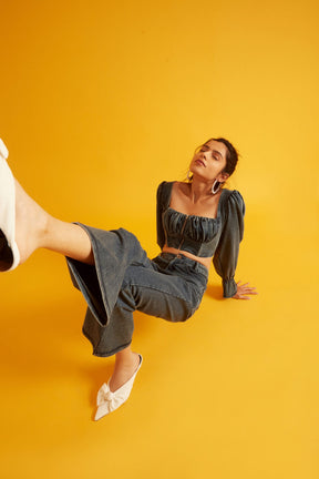 Denim High Rise Flared Pants for Women