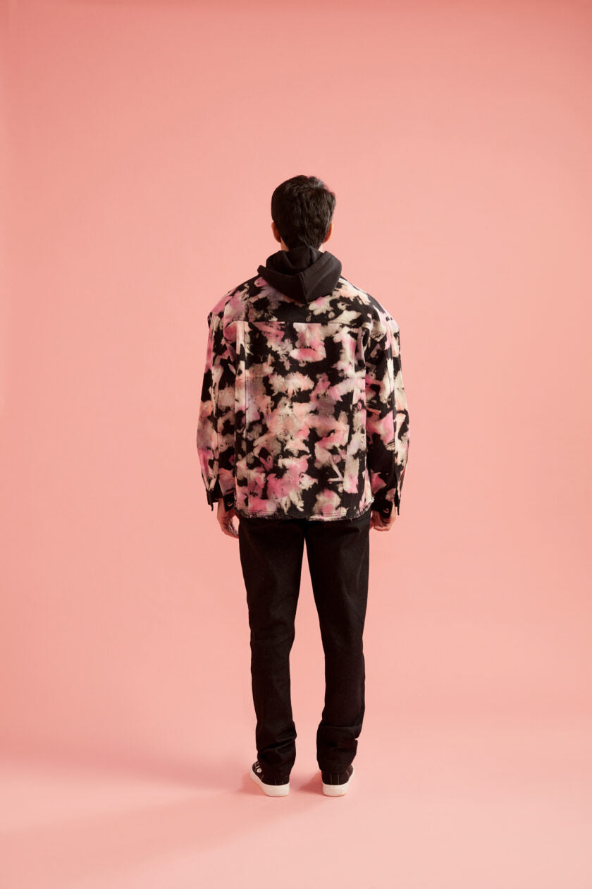 Pink and Black Tie-Dye Effect Oversized Unisex Jacket