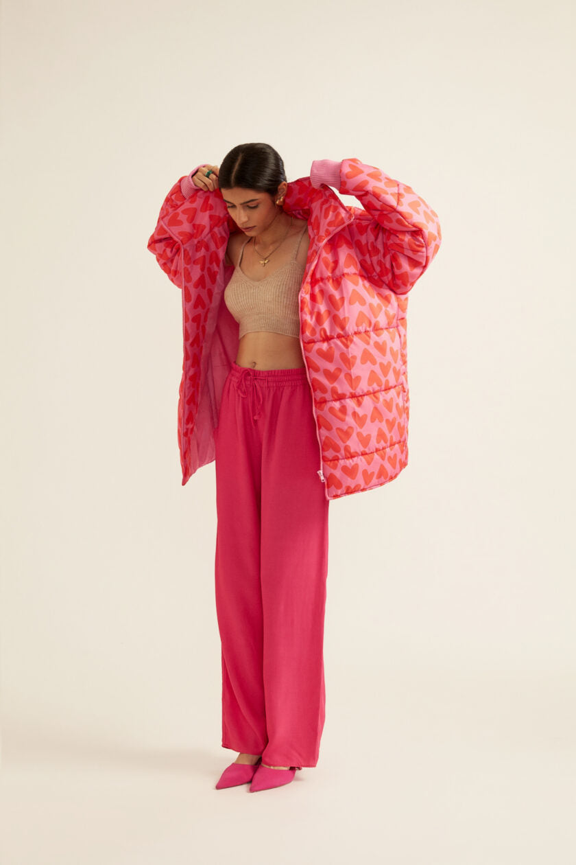 Pink Puffer Jacket Heart