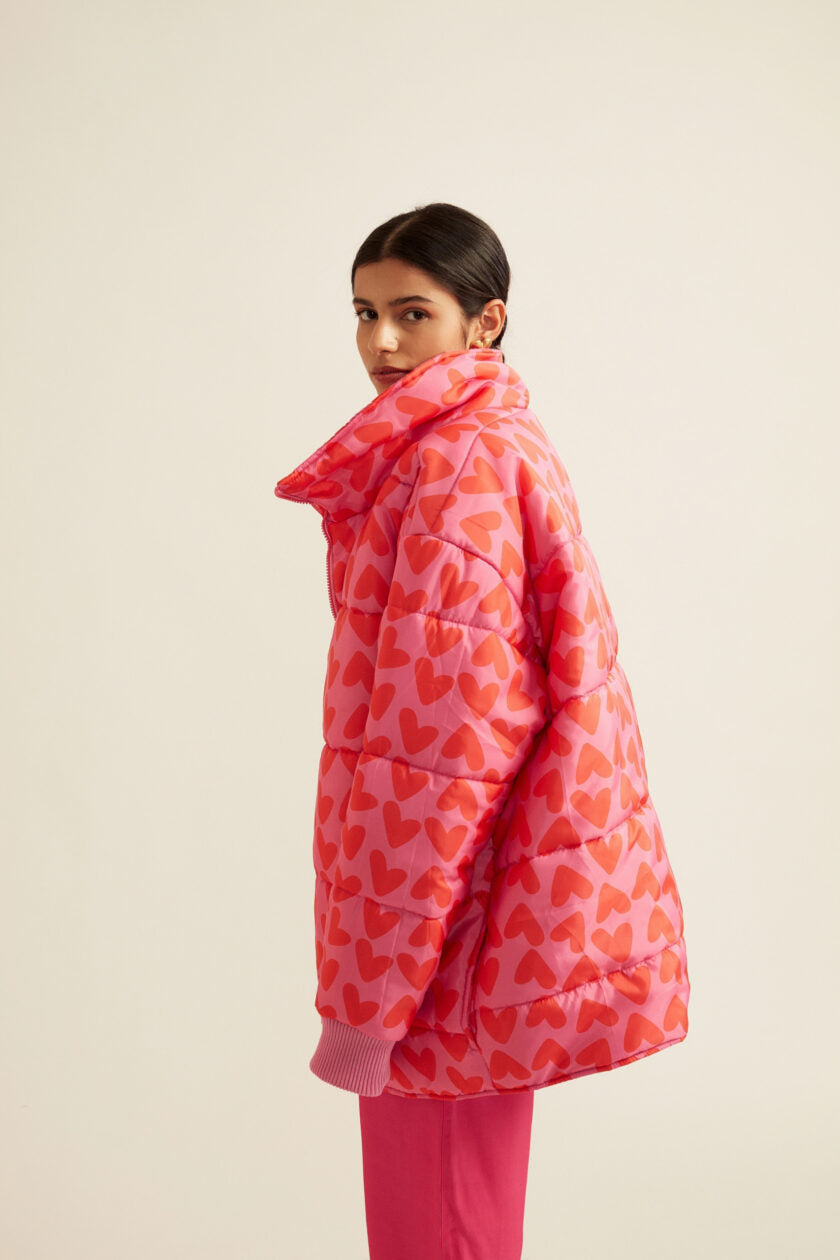 Pink Puffer Jacket Heart