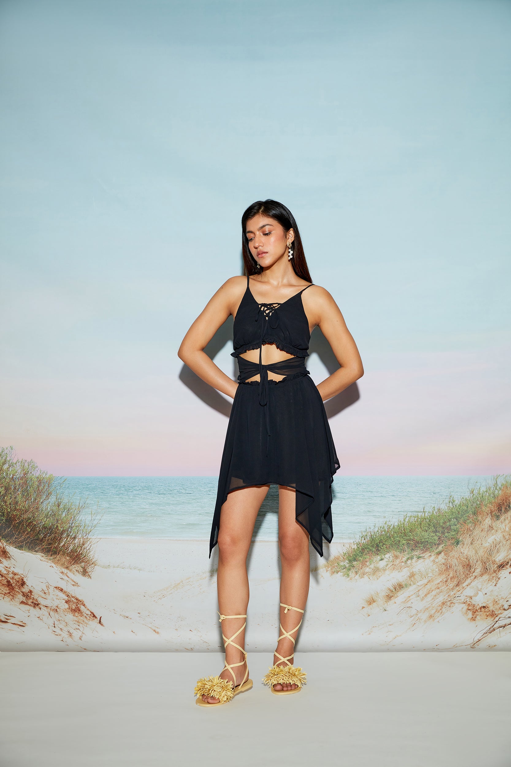 Boho Mini Dress with Frills and Ruffles