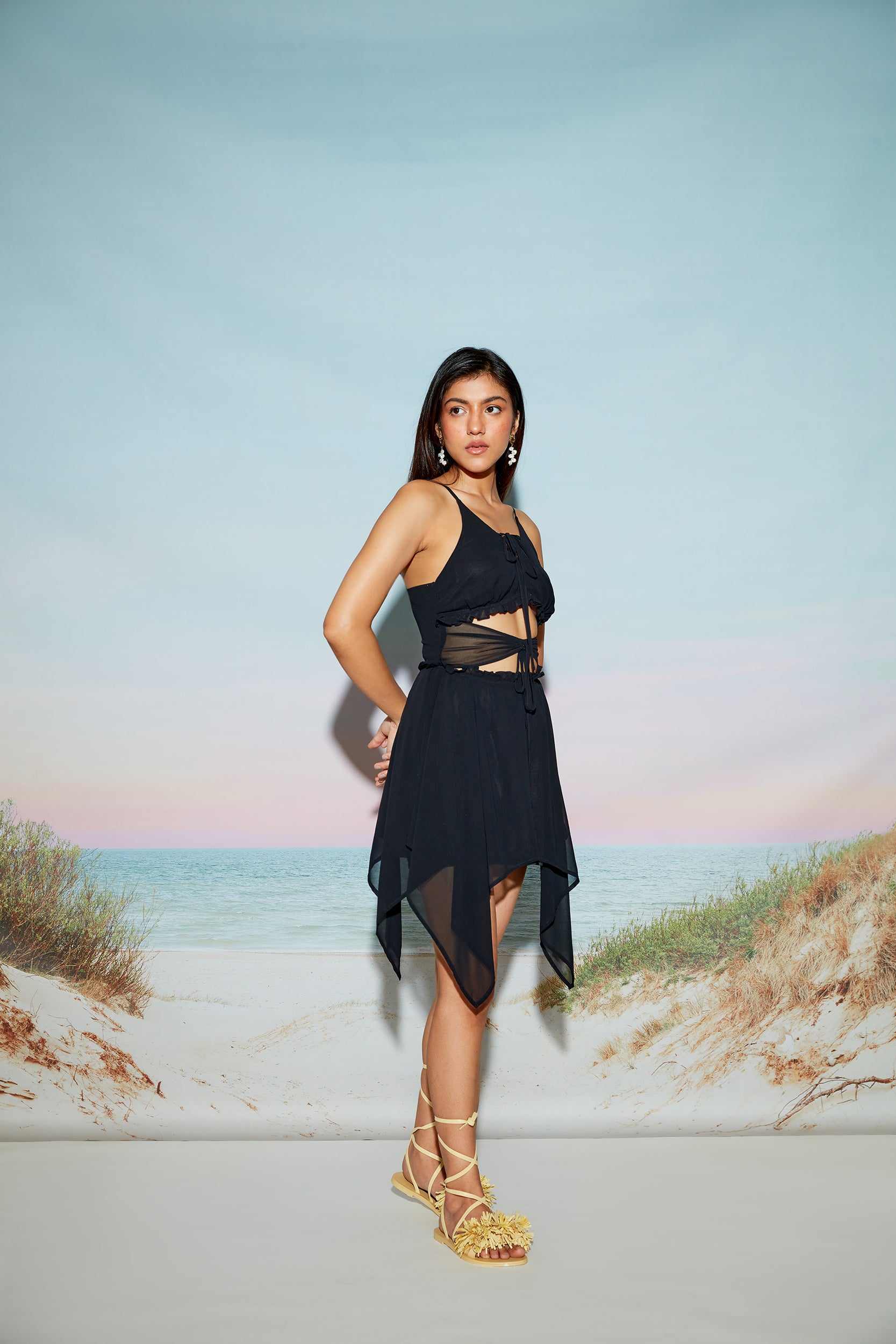 Boho Mini Dress with Frills and Ruffles