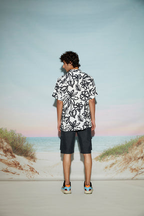 Abstract Floral Print Men’s Resort Shirt