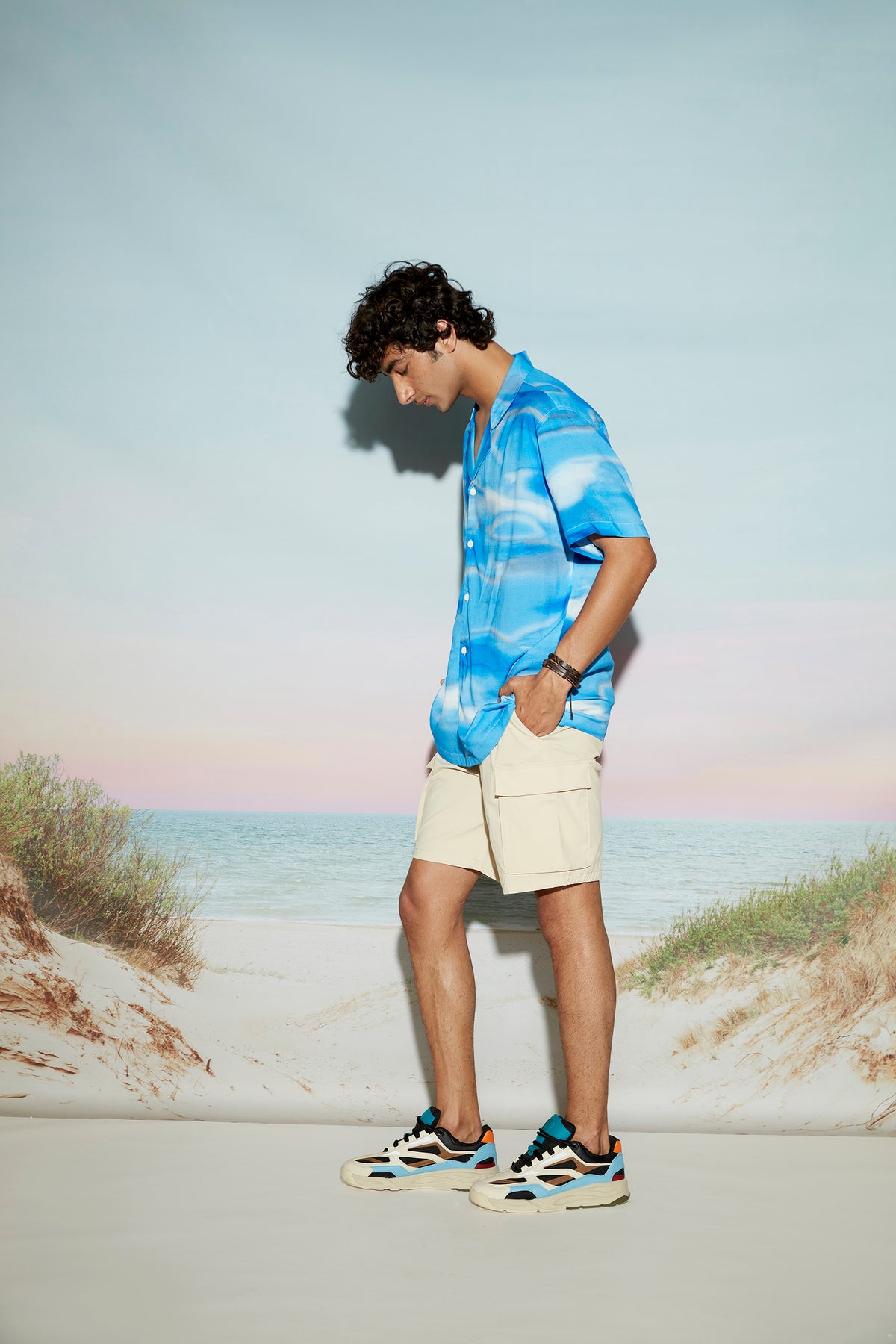 Blue Sky Abstract Print Men’s Resort Shirt