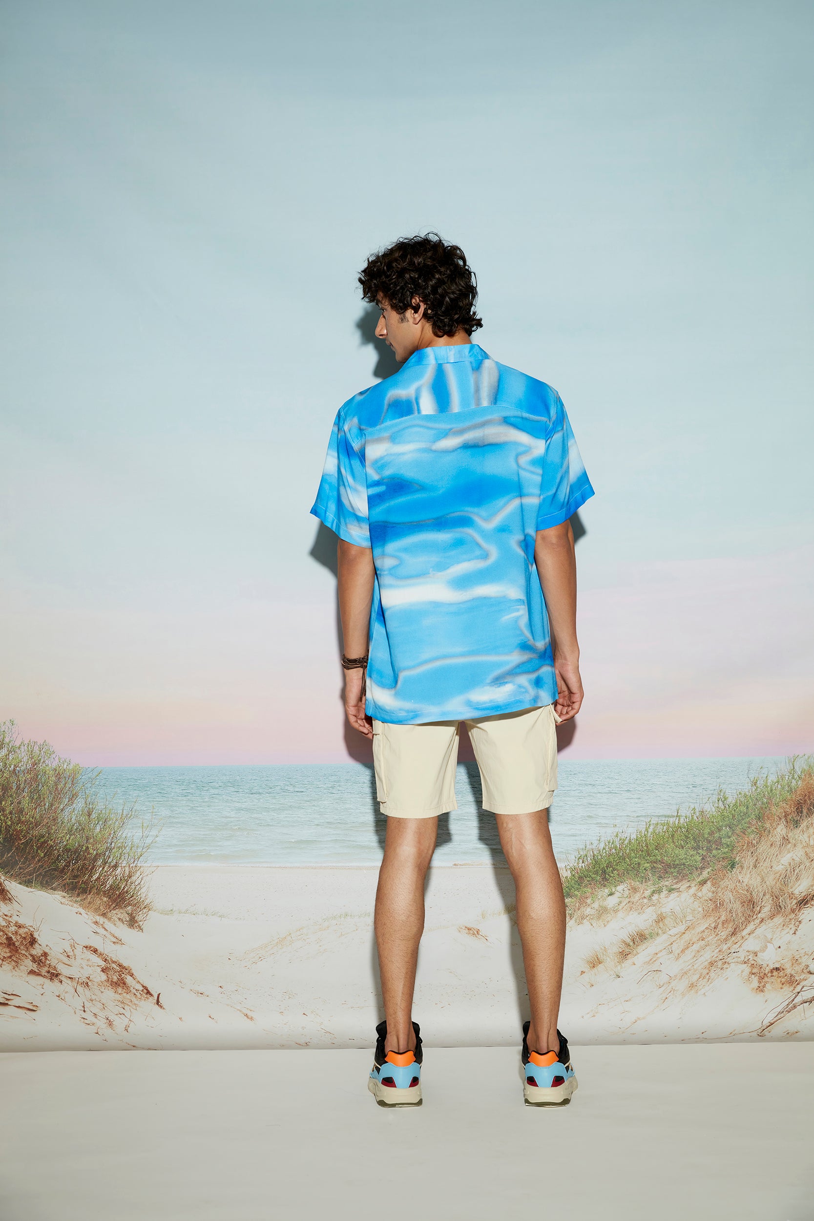 Blue Sky Abstract Print Men’s Resort Shirt