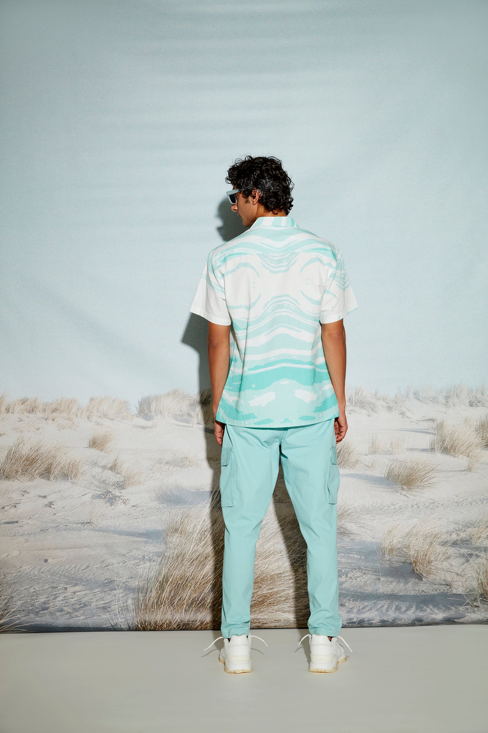Ocean Wave Abstract Print Men’s Resort Shirt