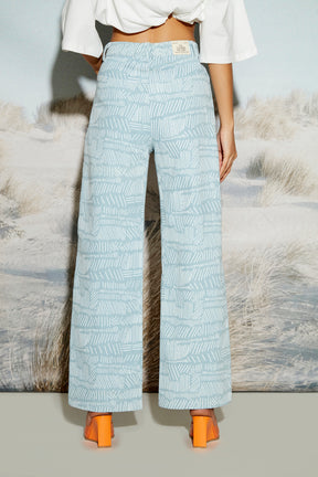 Geometric Print Unisex Baggy  Denim