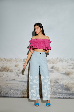 Tiered Crop Top with Ruffles