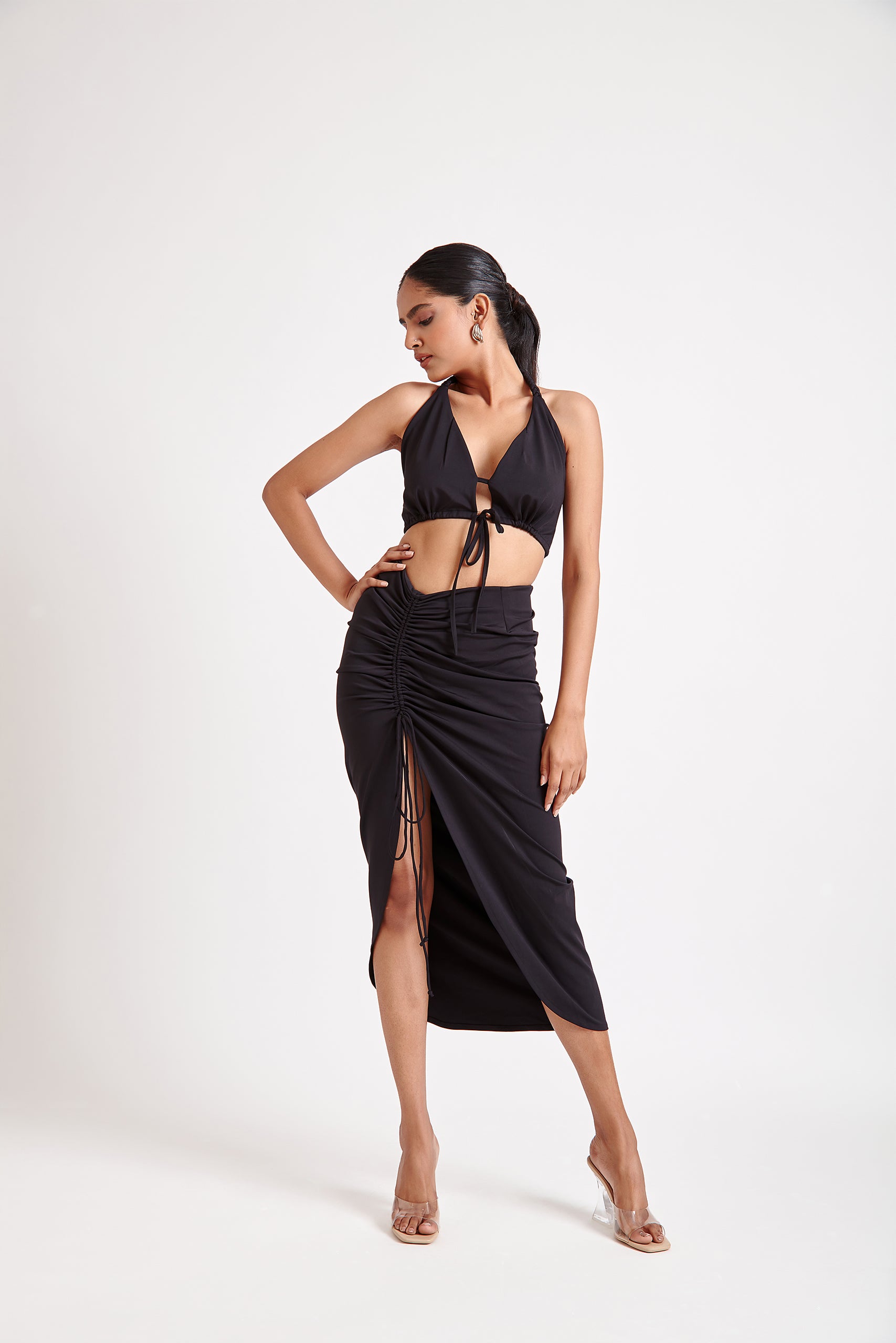 ナゴンスタンス asymmetry drawstring skirt M Asymmetrical Drawstring Skirt