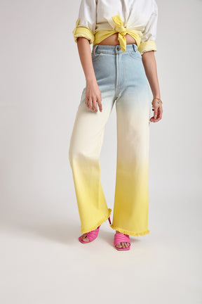 Yellow Ombre Denim Jeans(Double Colors)